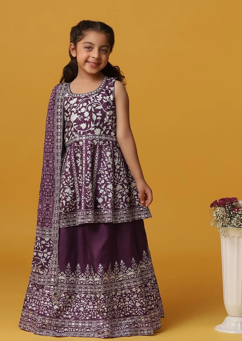 Purple Lehenga And Kurta Set